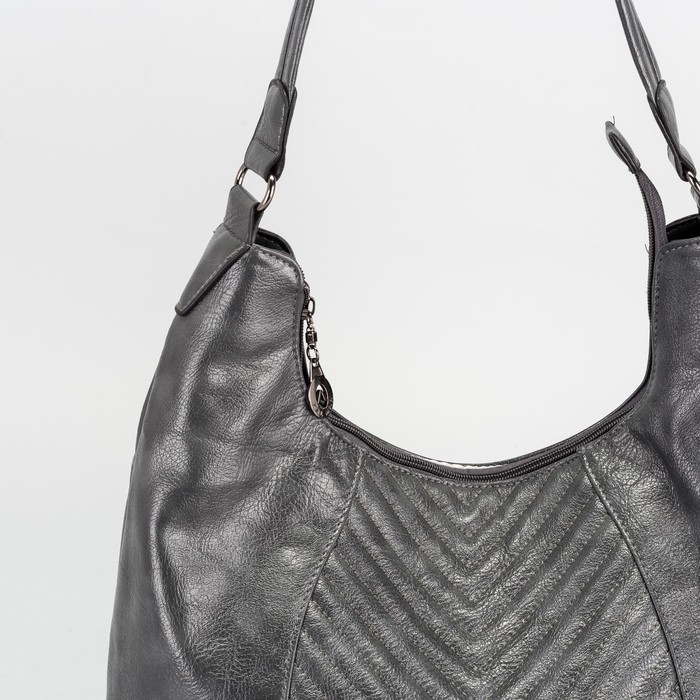 Сумка женская, отдел с перегородкой на молнии, наружный карман, цвет серый