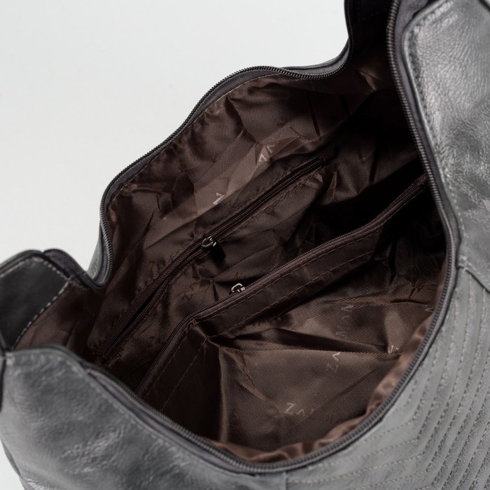 Сумка женская, отдел с перегородкой на молнии, наружный карман, цвет серый