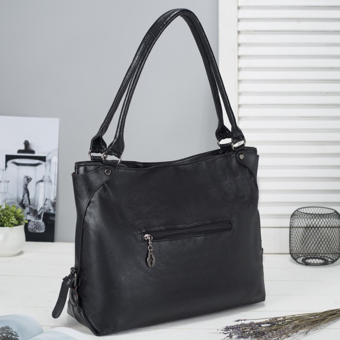 Сумка женская на молнии, 1 отдел с перегородкой, наружный карман, цвет чёрный