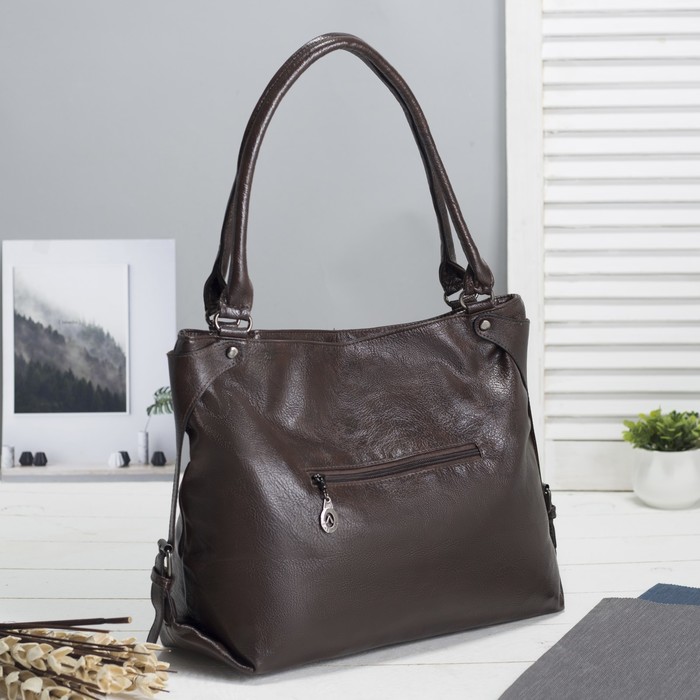 Сумка женская на молнии, 1 отдел с перегородкой, наружный карман, цвет коричневый