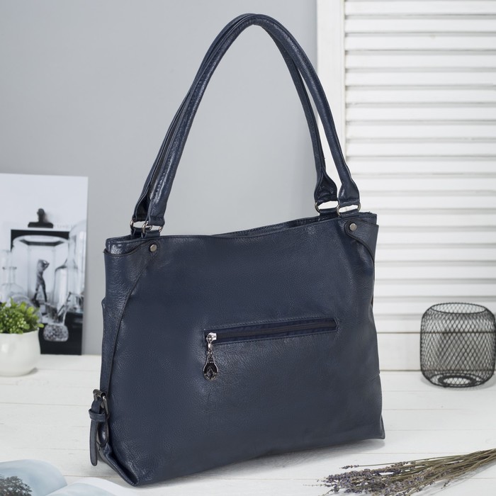 Сумка женская на молнии, 1 отдел с перегородкой, наружный карман, цвет синий