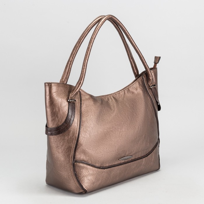 Сумка женская на молнии, 1 отдел, наружный карман, цвет бронзовый