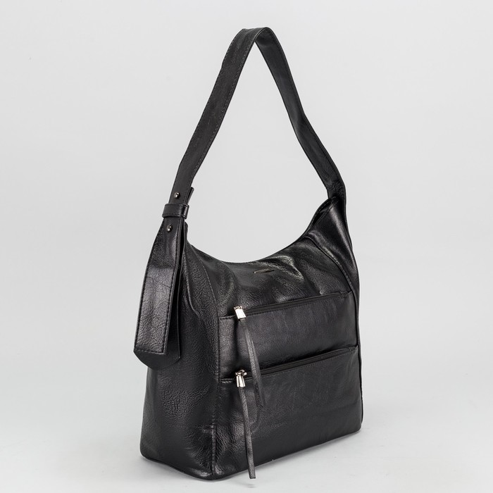 Сумка женская на молнии, 1 отдел с перегородкой, 3 наружных кармана, цвет чёрный