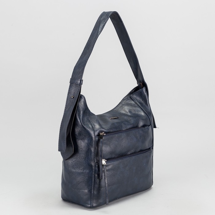 Сумка женская на молнии, 1 отдел с перегородкой, 3 наружных кармана, цвет синий