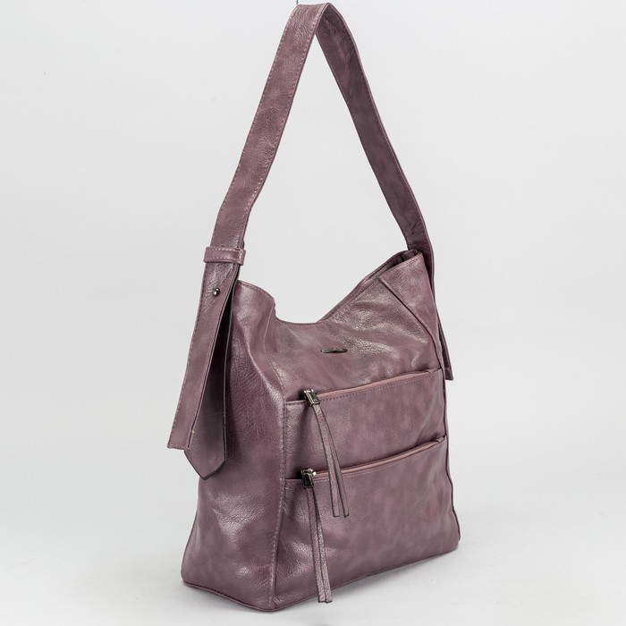 Сумка женская на молнии, 1 отдел с перегородкой, 3 наружных кармана, цвет светло-фиолетовый