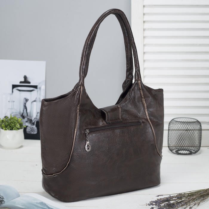 Сумка женская, отдел на молнии, наружный карман, цвет коричневый