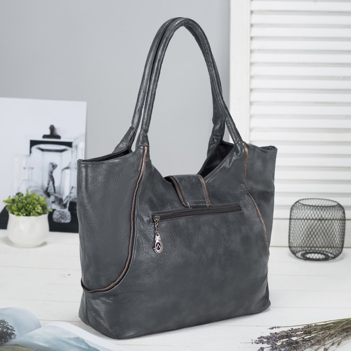 Сумка женская, отдел на молнии, наружный карман, цвет серый