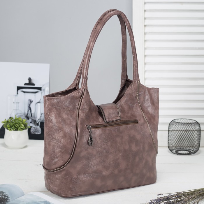 Сумка женская, отдел на молнии, наружный карман, цвет коричневый