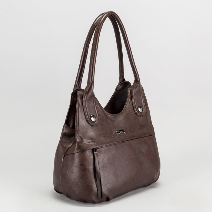 Сумка женская на молнии, 2 отдела, 2 наружных кармана, цвет коричневый