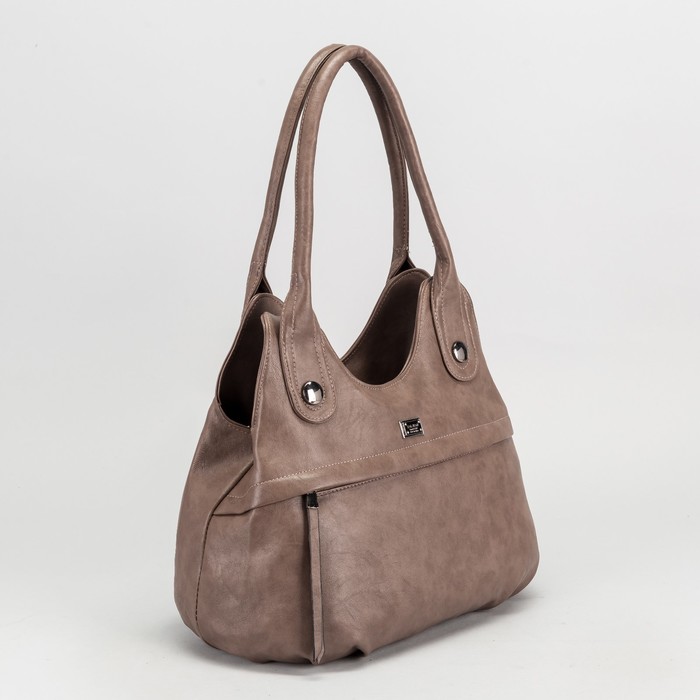 Сумка женская на молнии, 2 отдела, 2 наружных кармана, цвет коричневый