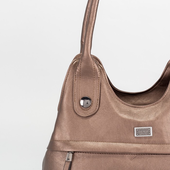 Сумка женская на молнии, 2 отдела, 2 наружных кармана, цвет золотой