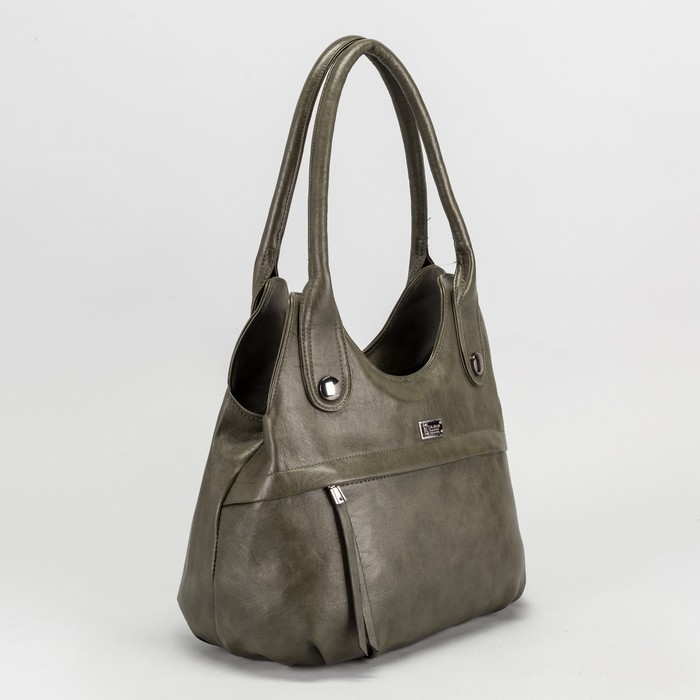 Сумка женская на молнии, 2 отдела, 2 наружных кармана, цвет зелёный