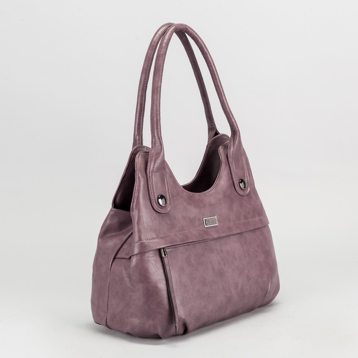 Сумка женская на молнии, 2 отдела, 2 наружных кармана, цвет светло-фиолетовый