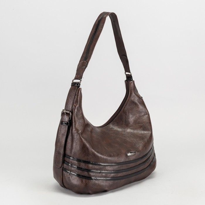 Сумка женская на молнии, 2 отдела, 2 наружных кармана, цвет коричневый