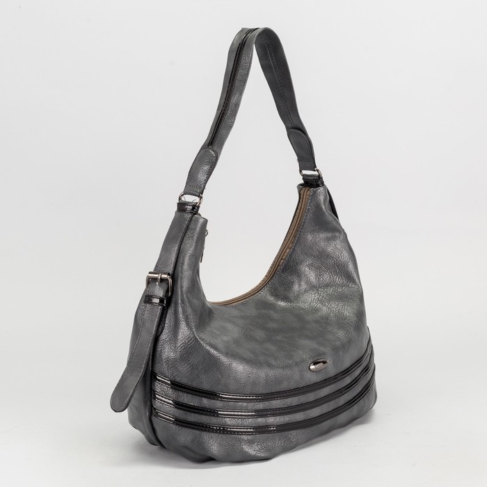 Сумка женская на молнии, 2 отдела, 2 наружных кармана, цвет серый