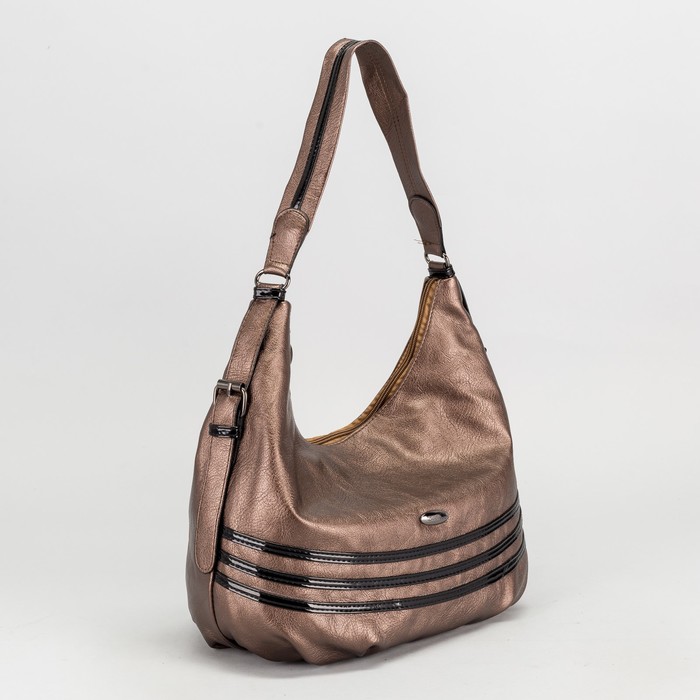 Сумка женская на молнии, 2 отдела, 2 наружных кармана, цвет бронзовый