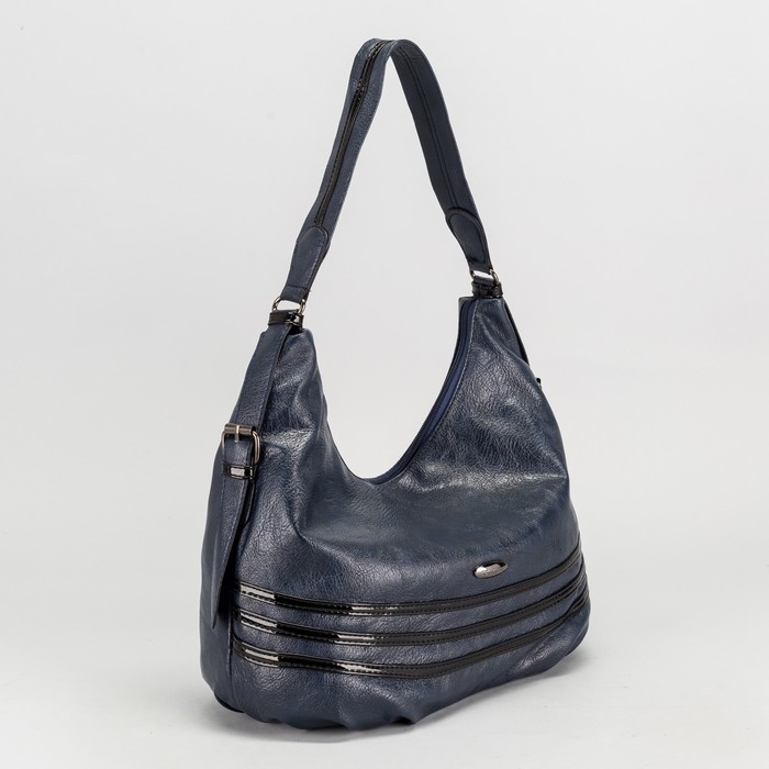 Сумка женская на молнии, 2 отдела, 2 наружных кармана, цвет синий