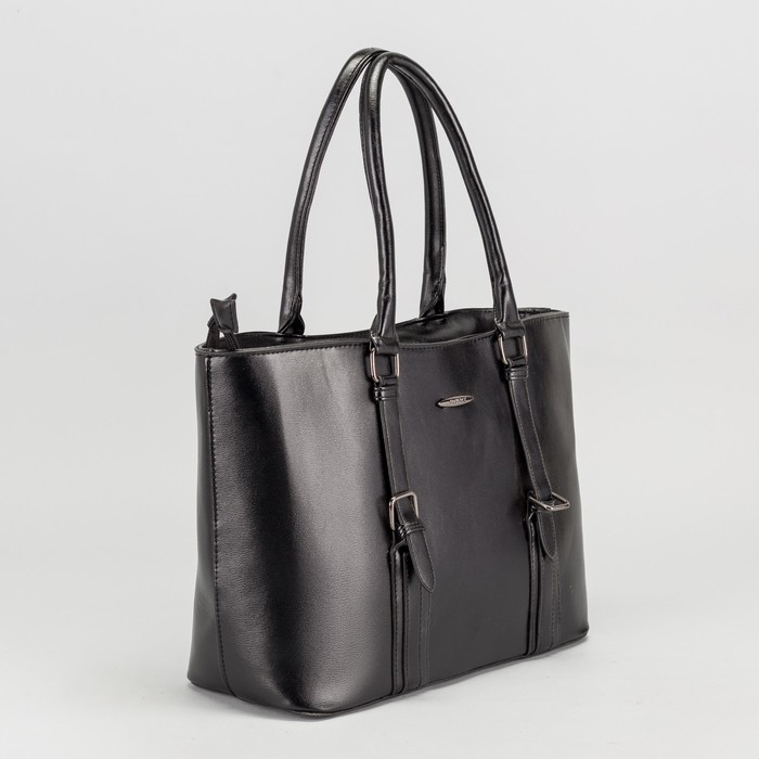 Сумка женская, 2 отдела на молниях, наружный карман, цвет чёрный