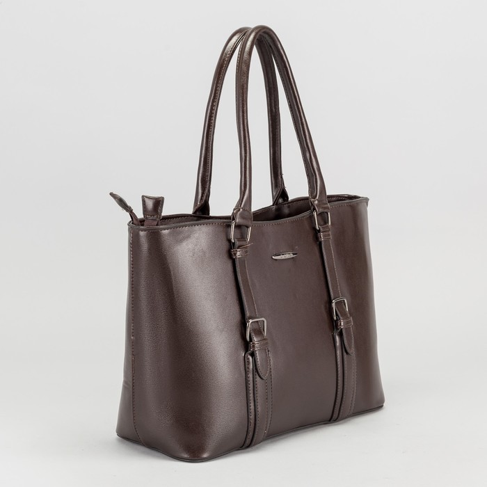 Сумка женская, 2 отдела на молниях, наружный карман, цвет коричневый