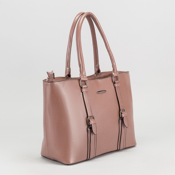 Сумка женская на молнии, 2 отдела, наружный карман, цвет пудра