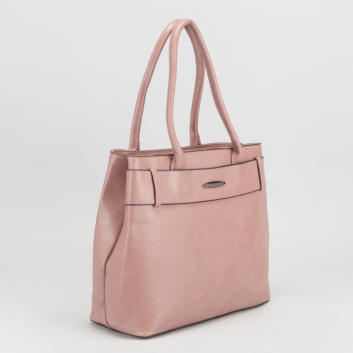 Сумка женская на молнии, 2 отдела, наружный карман, цвет пудра