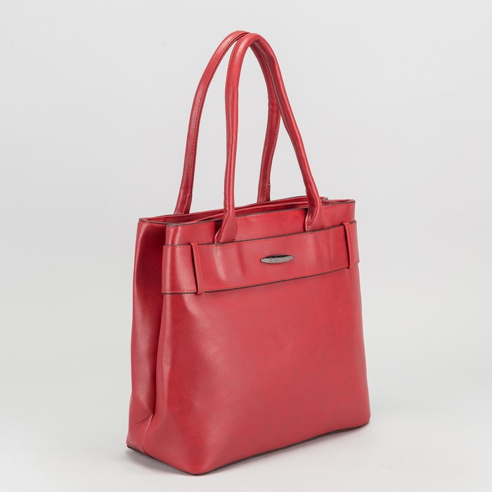 Сумка женская, 2 отдела на молниях, наружный карман, цвет красный