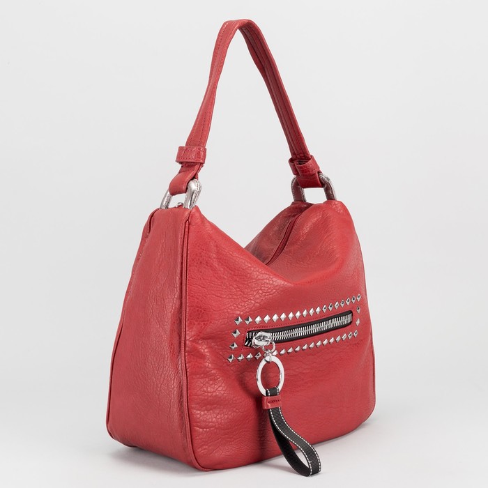 Рюкзак-сумка на молнии, 1 отдел, 3 наружных кармана, цвет красный