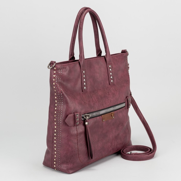 Сумка женская, отдел с перегородкой, 2 наружных кармана, длинный ремень, цвет бордовый