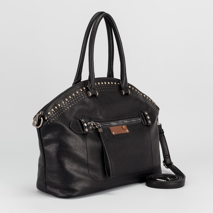 Сумка женская, отдел с перегородкой, 2 наружных кармана, длинный ремень, цвет чёрный