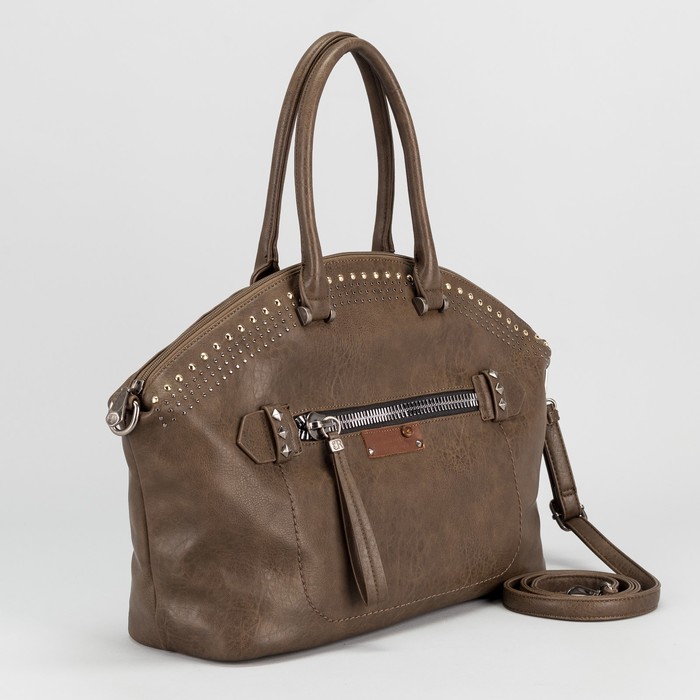 Сумка женская, отдел с перегородкой, 2 наружных кармана, длинный ремень, цвет хаки