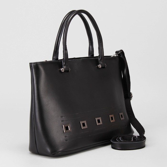 Сумка женская, отдел на молнии, наружный карман, длинный ремень, цвет чёрный