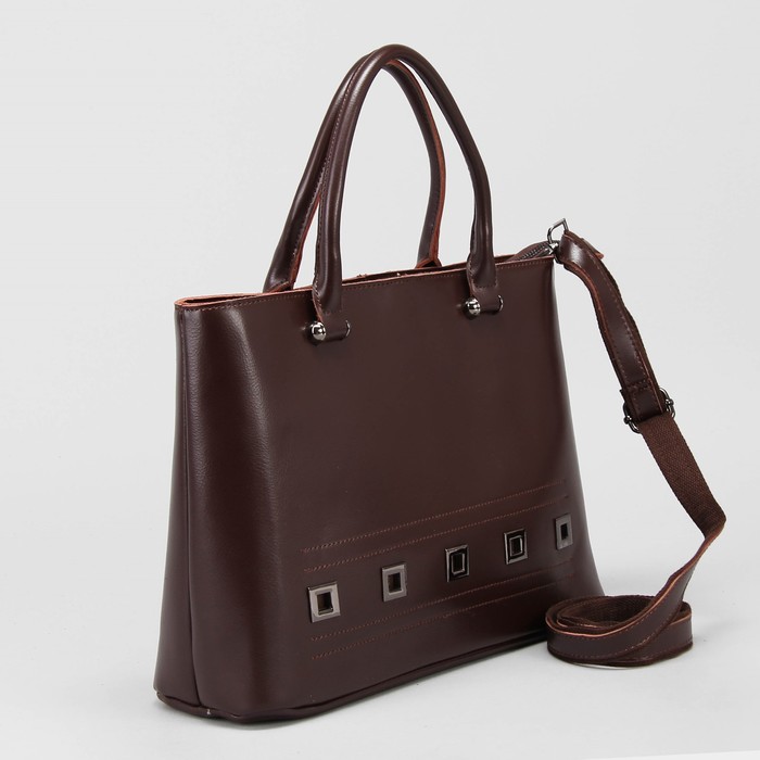 Сумка женская, отдел на молнии, наружный карман, длинный ремень, цвет кофе