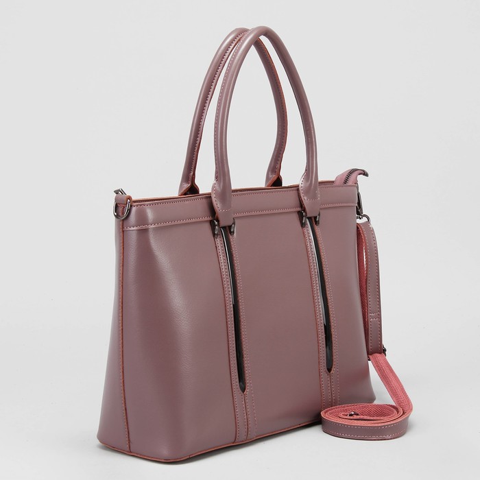 Сумка женская, отдел с перегородкой на молнии, наружный карман, цвет пудровый