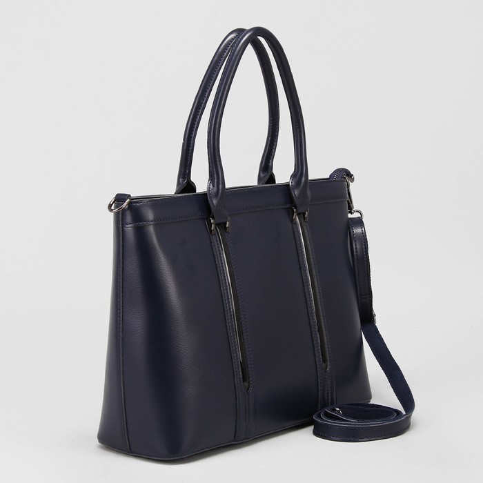 Сумка женская, отдел с перегородкой на молнии, наружный карман, цвет синий