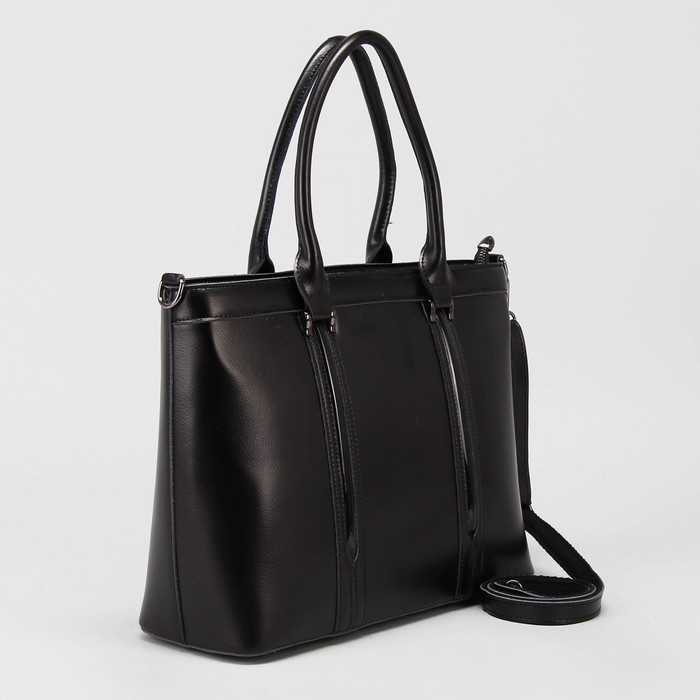 Сумка женская, отдел с перегородкой на молнии, наружный карман, цвет чёрный