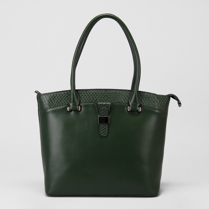 Сумка женская, отдел с перегородкой на молнии, наружный карман, цвет зелёный