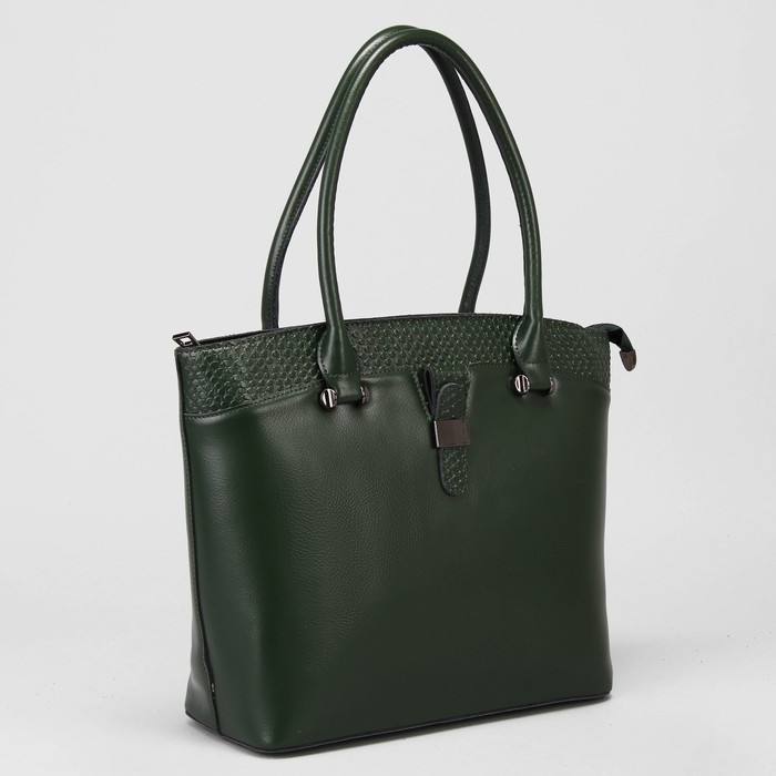 Сумка женская, отдел с перегородкой на молнии, наружный карман, цвет зелёный