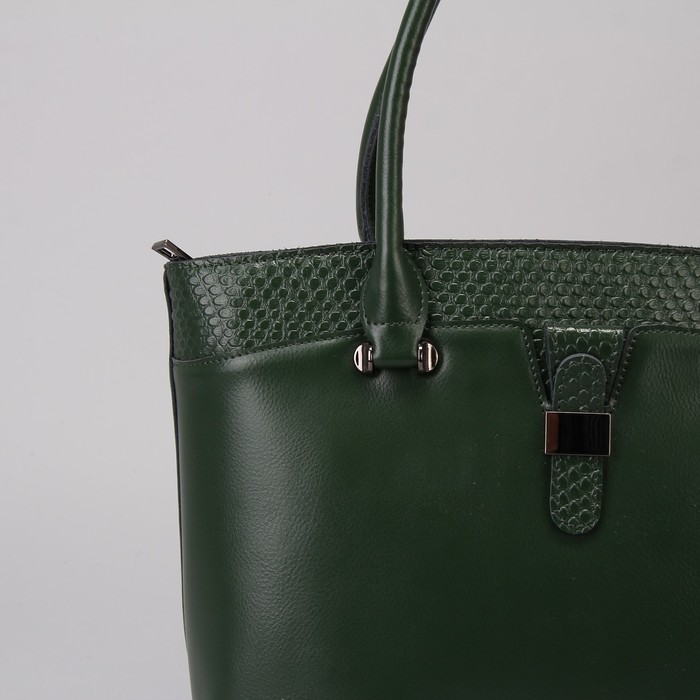 Сумка женская, отдел с перегородкой на молнии, наружный карман, цвет зелёный