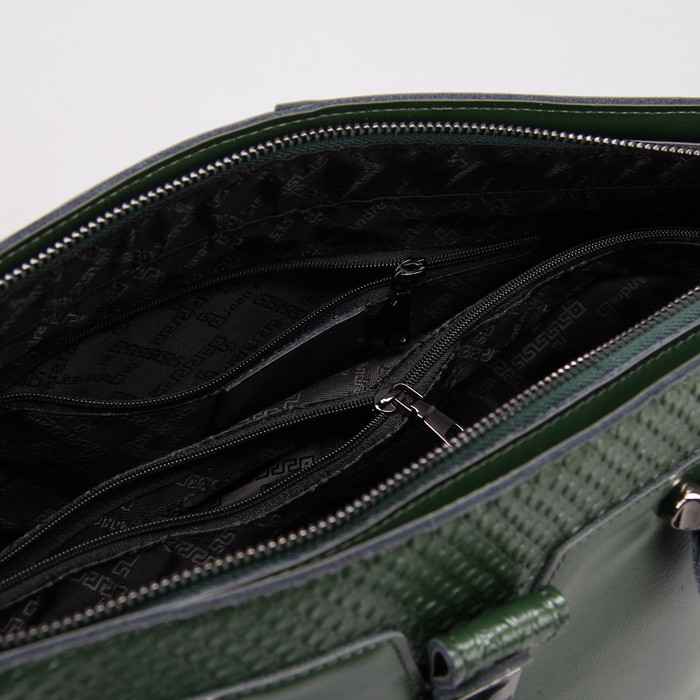 Сумка женская, отдел с перегородкой на молнии, наружный карман, цвет зелёный