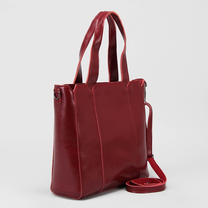 Сумка женская, отдел с перегородкой на молнии, наружный карман, цвет бордовый