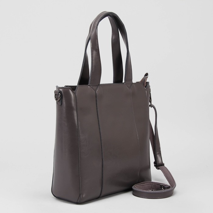 Сумка женская, отдел с перегородкой на молнии, наружный карман, цвет серый