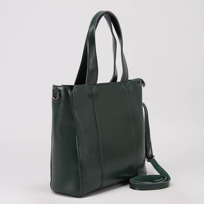 Сумка женская, отдел с перегородкой на молнии, наружный карман, цвет зелёный