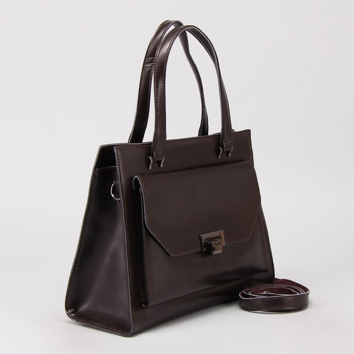 Сумка женская, отдел с перегородкой, 2 наружных кармана, длинный ремень, цвет кофе