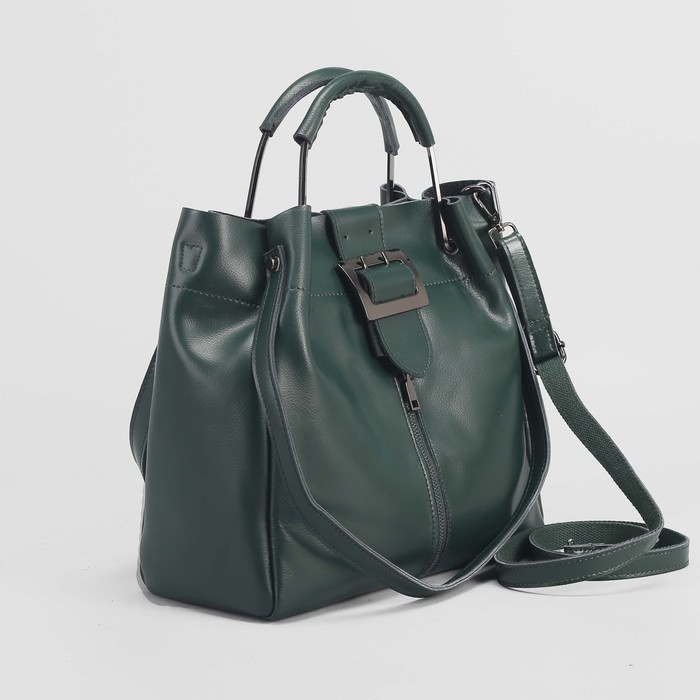 Сумка женская, отдел на молнии, 2 наружных кармана, цвет зелёный