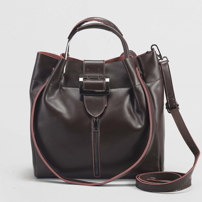 Сумка женская, отдел на молнии, 2 наружных кармана, цвет кофе