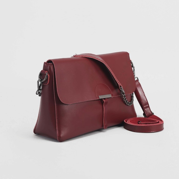 Сумка женская, отдел с перегородкой, наружный карман, длинный ремень, цвет бордовый