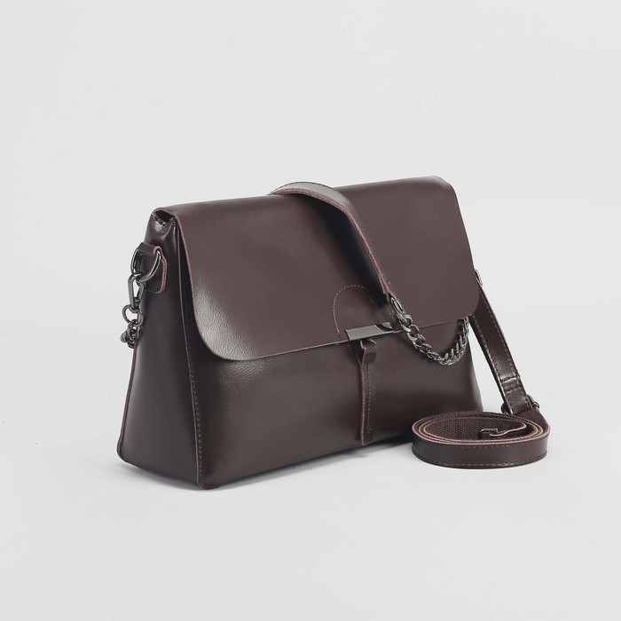 Сумка женская, отдел с перегородкой, наружный карман, длинный ремень, цвет кофе