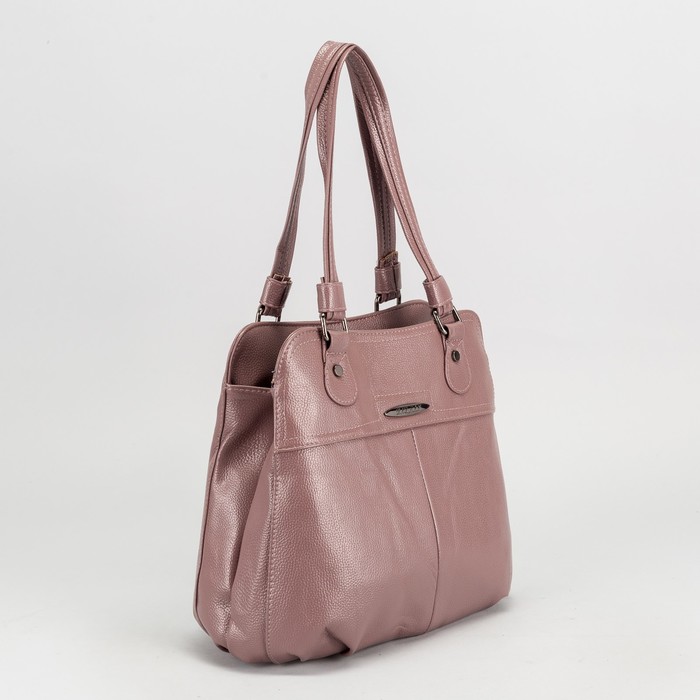 Сумка женская, 2 отдела на молниях, наружный карман, цвет пудровый