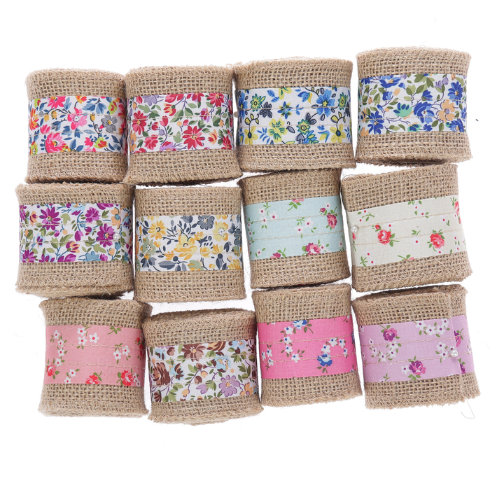 Тесьма текстиль "Цветочная" МИКС ширина 6 см намотка 2 метра