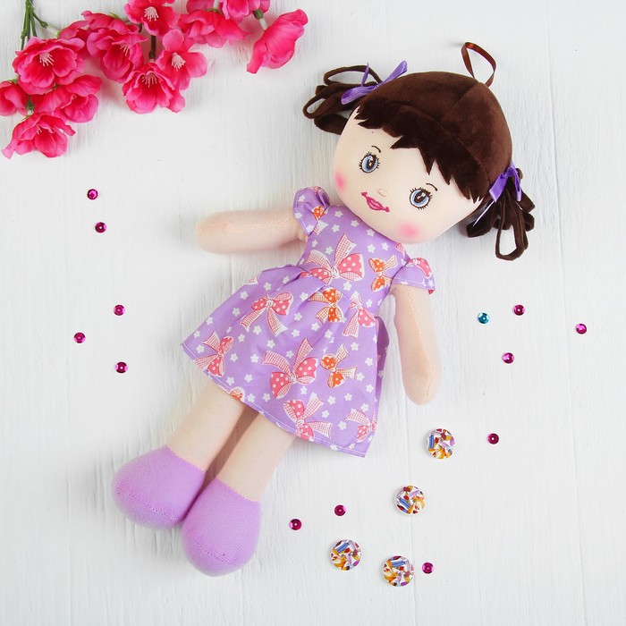 Мягкая игрушка кукла "Девочка" с хвостиками, цвета МИКС